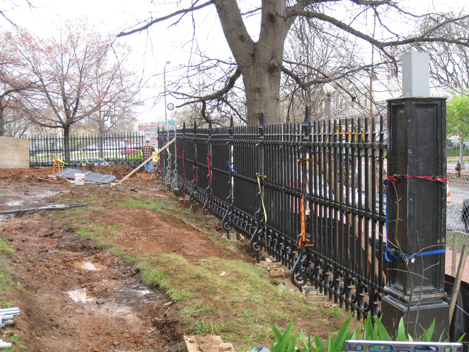 Fence--Reinstalled fence along E Street to Tenth - April 9, 2011