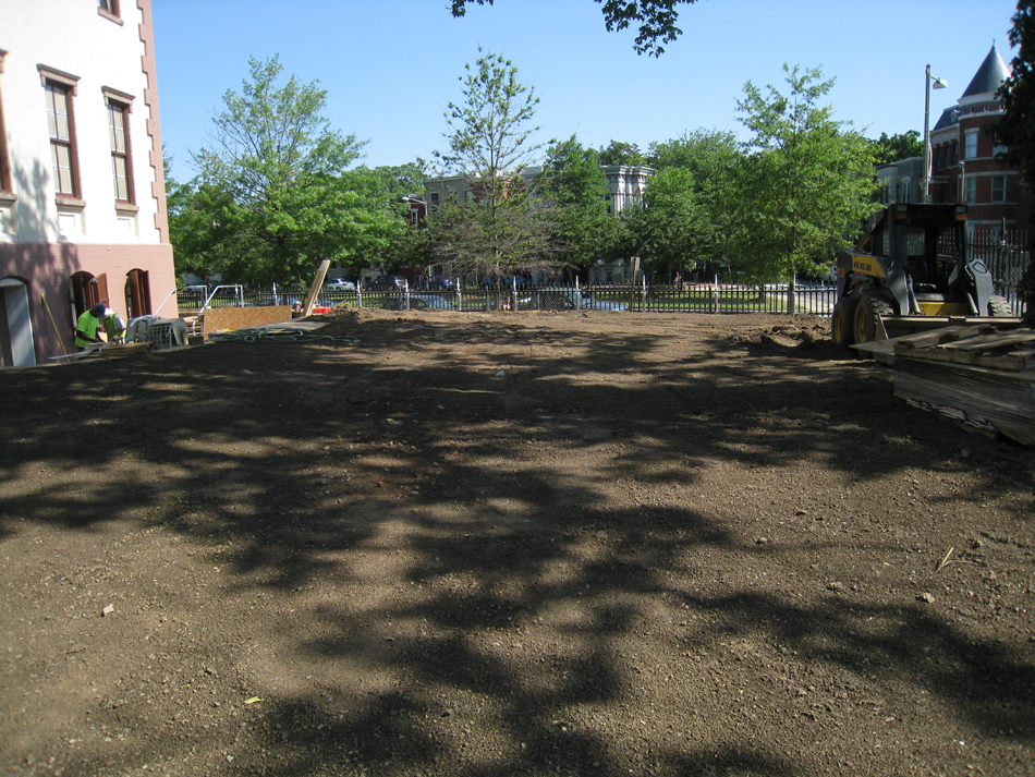 Grounds--Topsoil before landscaping, east side. - June 2, 2011