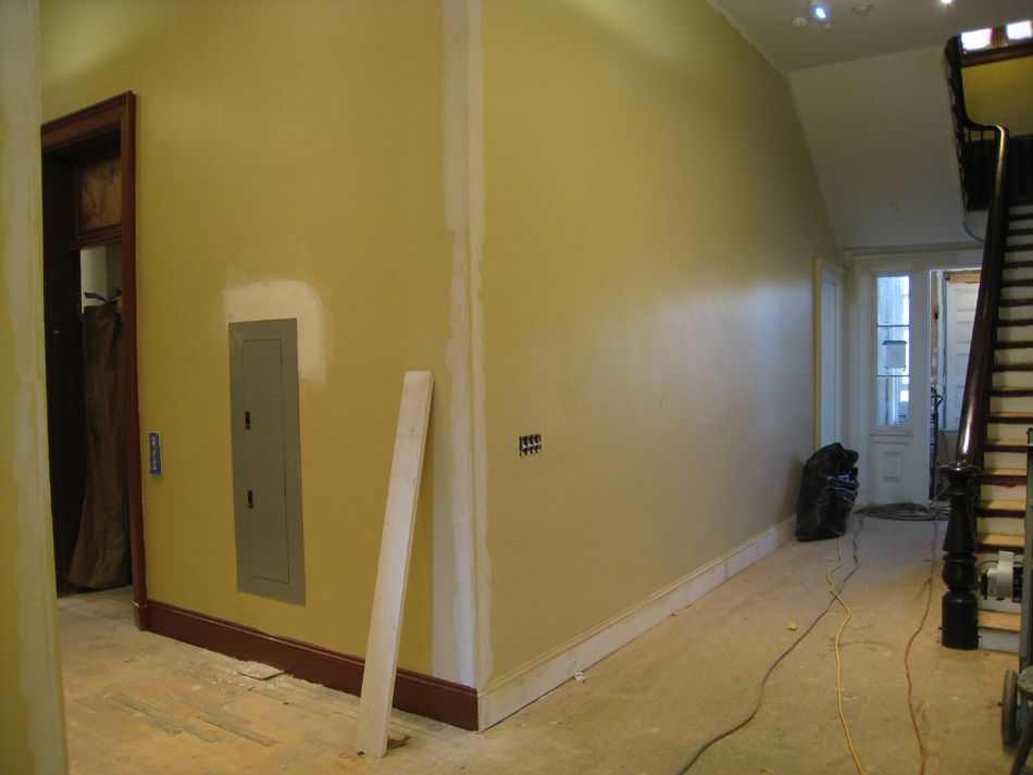 First Floor--Main corridor with electrical box and elevator opening - June 2, 2011