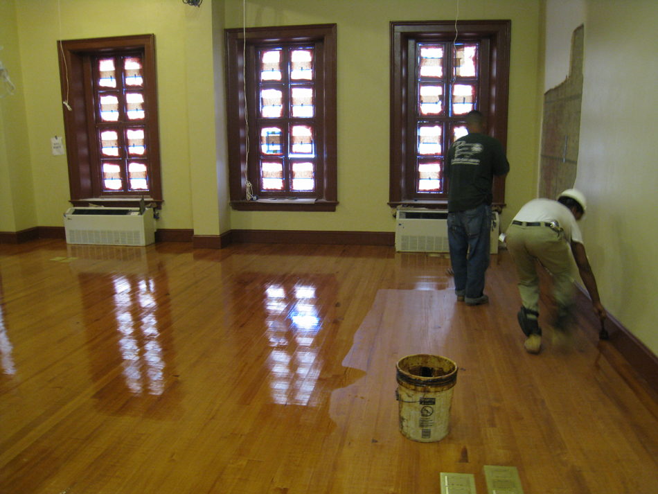 Second Floor--Central large room--finishing floors - June 2, 2011