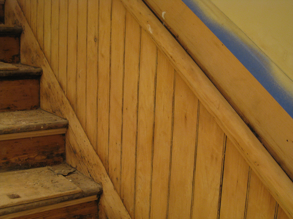 Ground Floor--Main staircase side, sanded, detail - June 2, 2011