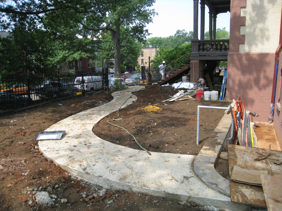 Grounds--South side with new sidewalks looking west - June 10, 2011
