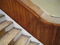 Ground Floor (Basement) --Main staircase partially refinished (detail) - June 10, 2011