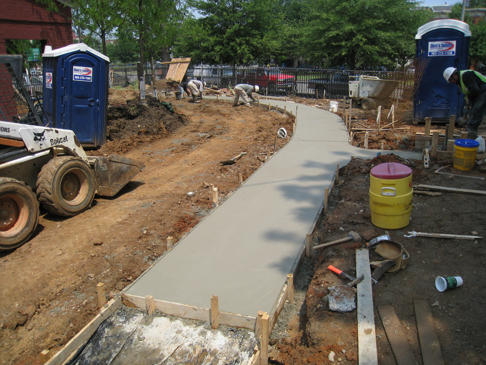 Grounds--Concrete poured for sidewalk - June 10, 2011