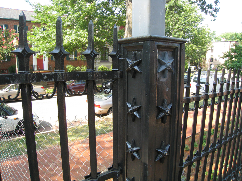 Fence--Newly installed gate on west side of south entrance, detail - July 9, 2011